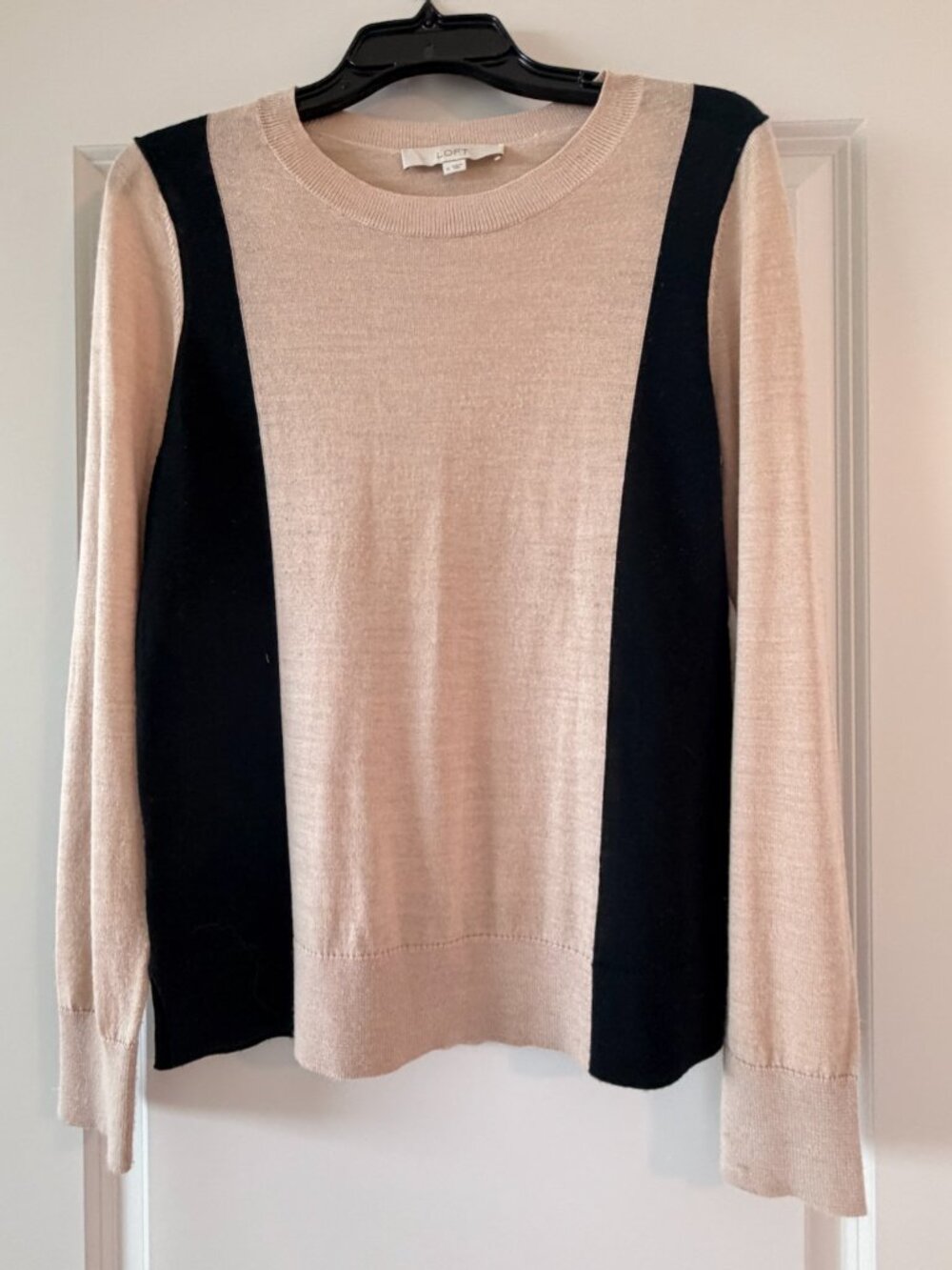 LOFT Camel & Black color block sweater